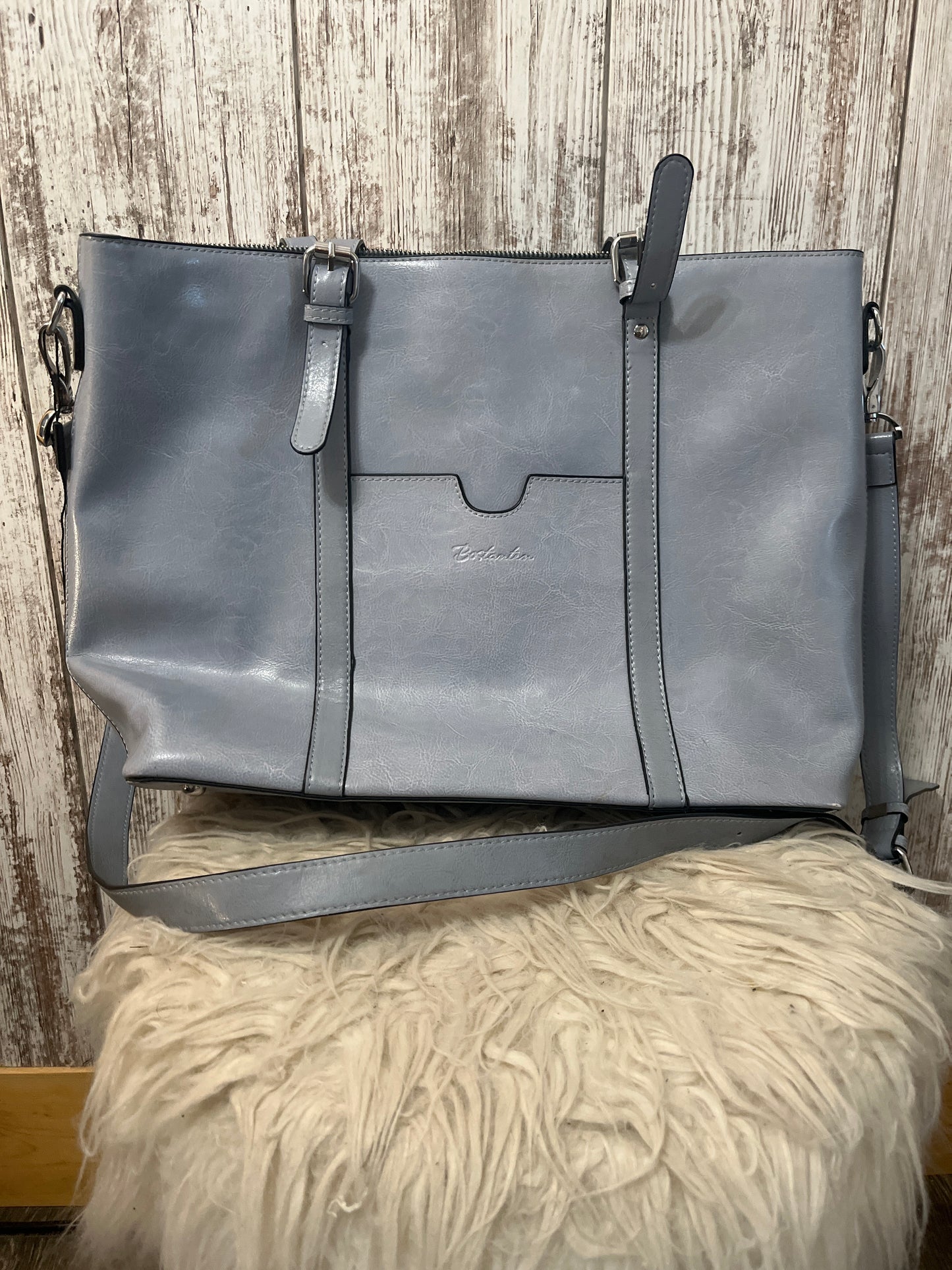 Bostanten blue leather work tote $27