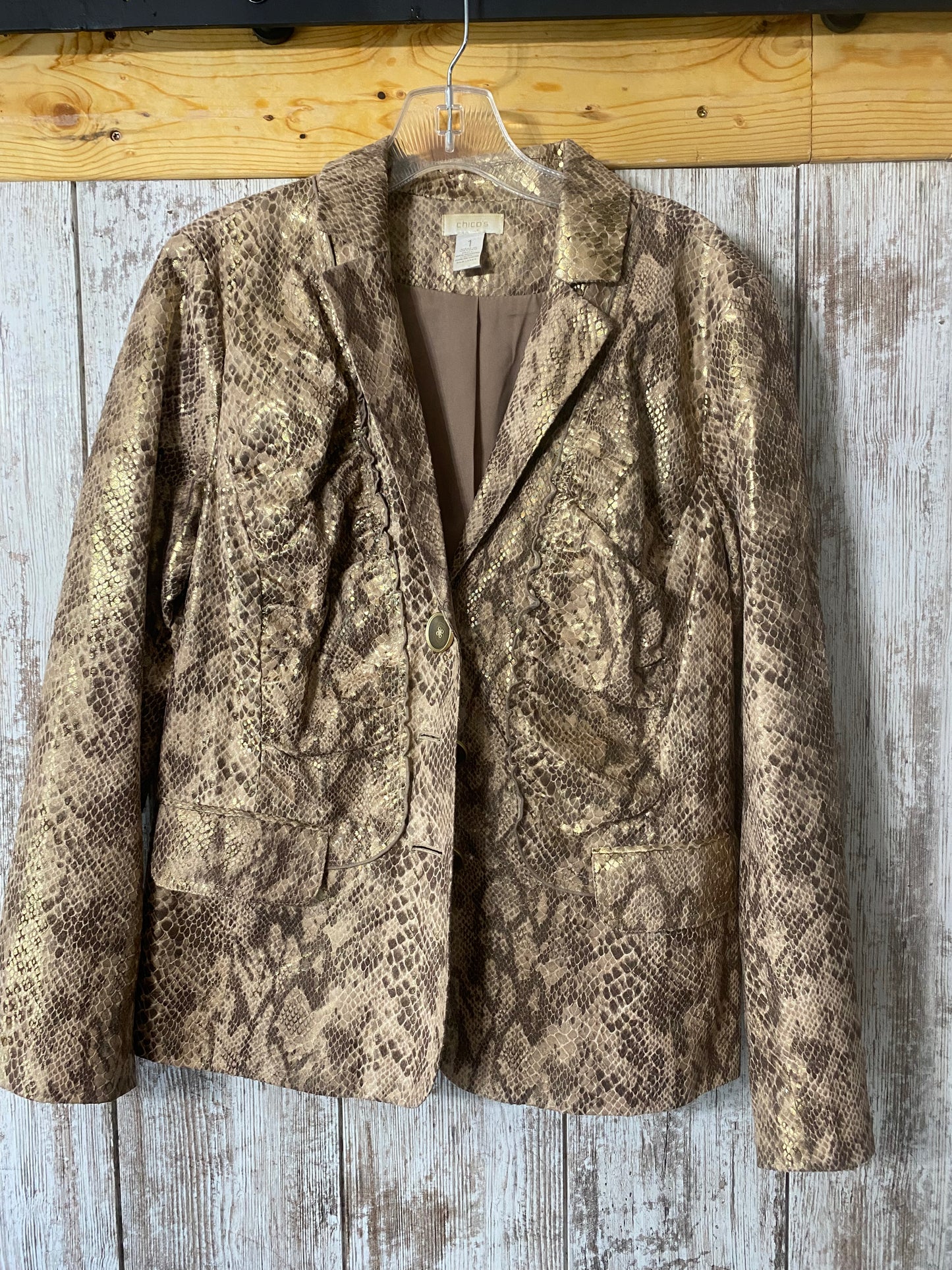 Chicos Snake Skin Jacket Medium tag #32