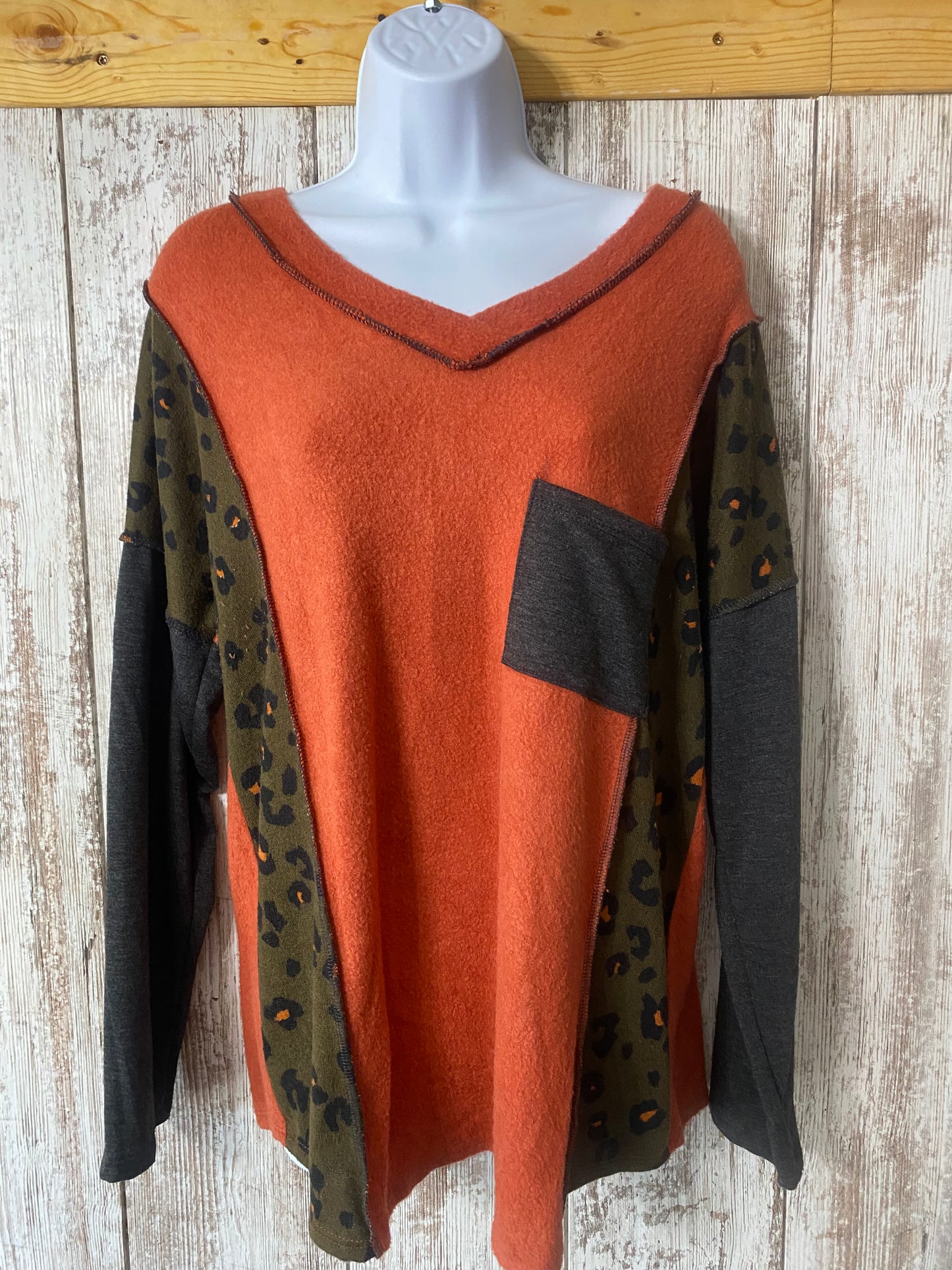 Now N Forever Burnt Orange/Camo Sweater Small