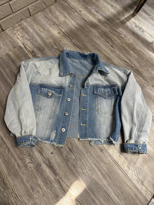 Cropped jean jacket size xl $8