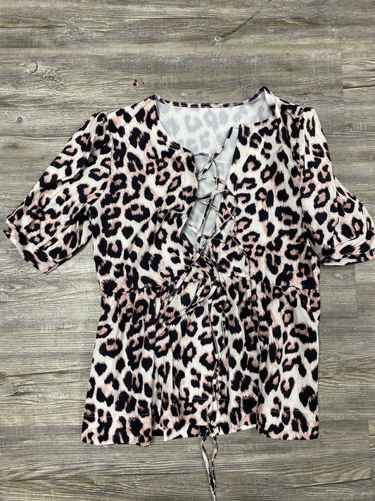 Leopard print tie shirt medium $5 new