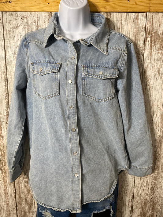 SHEIN Pearl Snap Jean Shirt XS