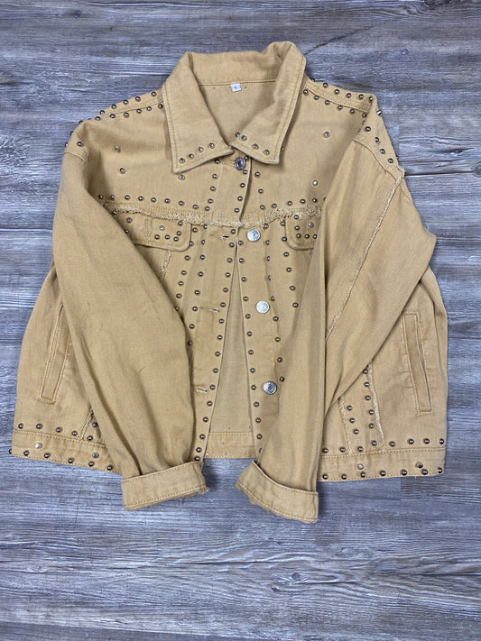 Tan stud, jean jacket new size large $10