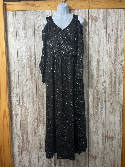 Black Metallic cold shoulder dress size 2XL $8