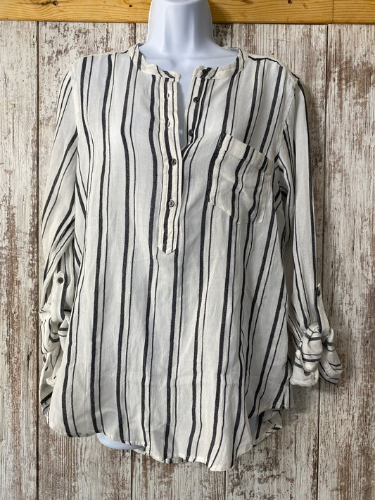 Lucky Brand Cream Stripe Blouse Medium tag #73