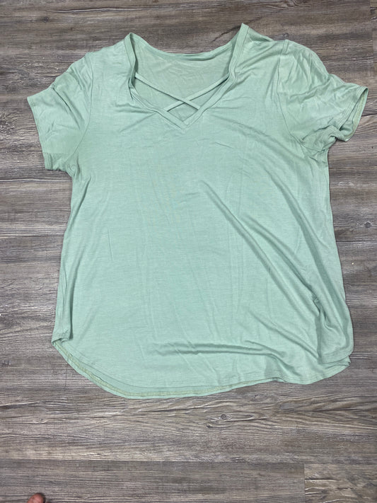 Teal crisscross T-shirt, medium $3