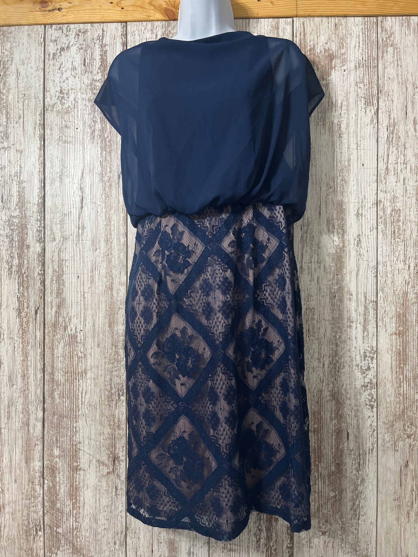 ADRIANNA PAPELL dark blue lace dress size 14 $8