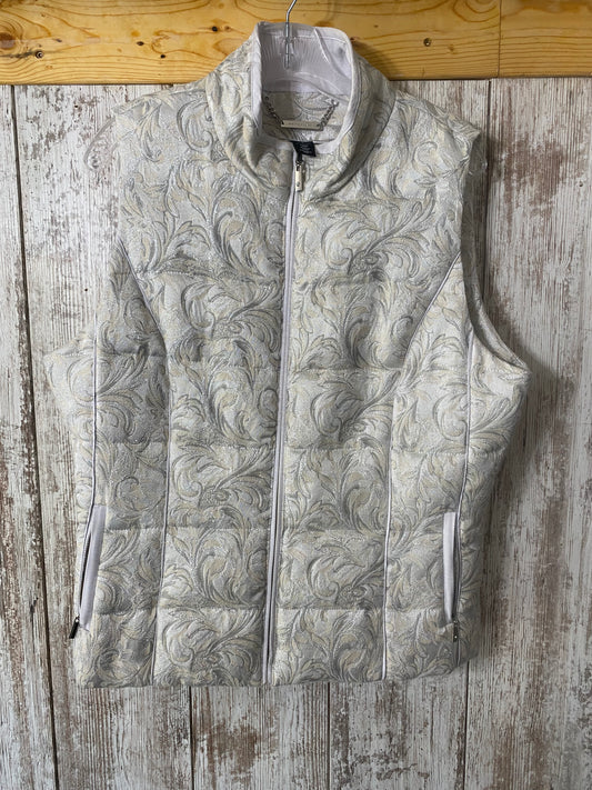 White House Black Market Cream/Silver Vest Large